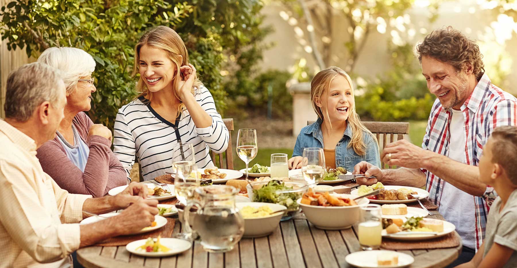 Family enjoying dinner together